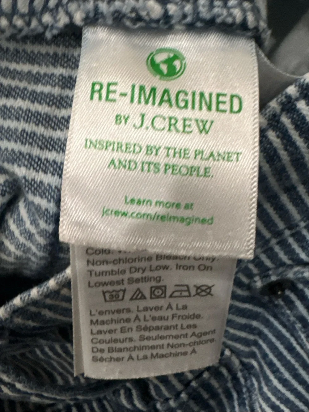 J.Crew High Rise Crop Flare Railroad Stripe Jeans Size 29 Blue White Denim